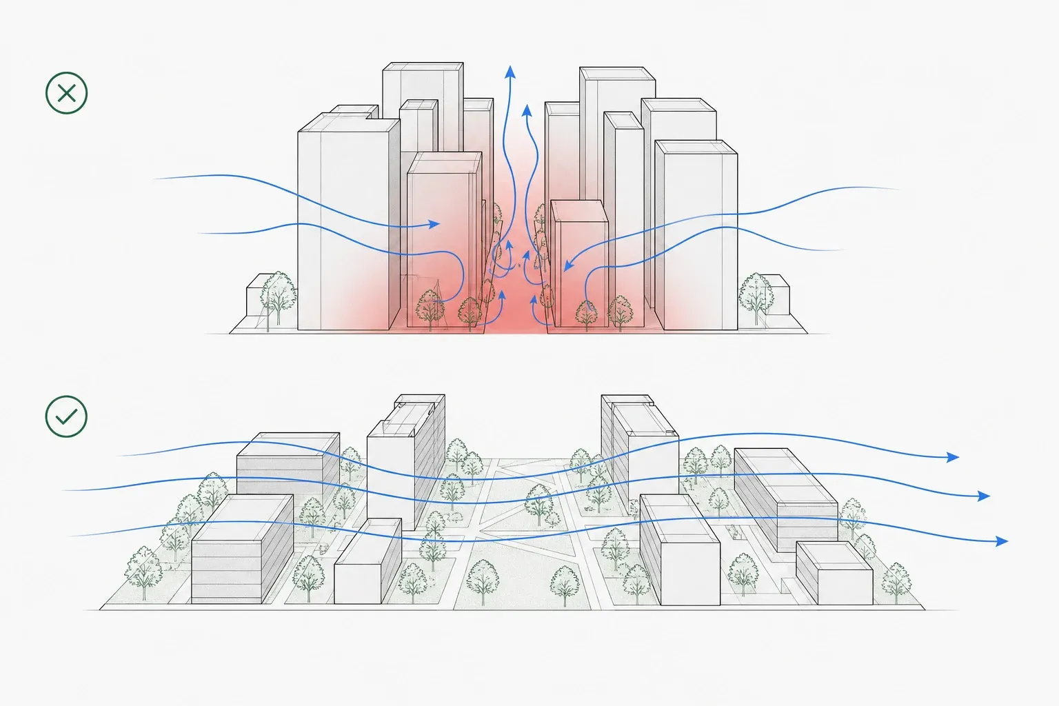 Wind and Building Layout
